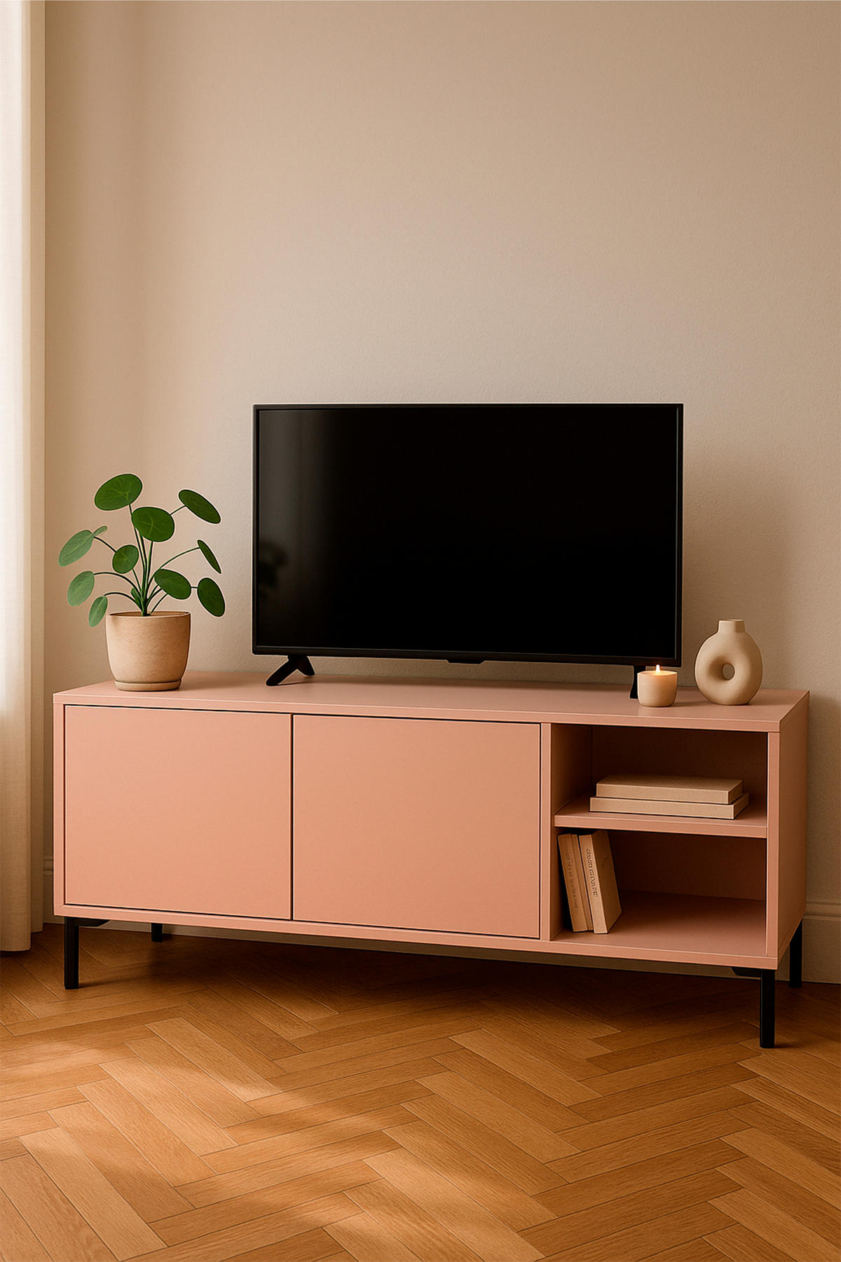 TV-MÖBEL 113 cm rosa MIRKO - Pink, Holzwerkstoff (40/47/113cm) - RNT By Really Nice Things
