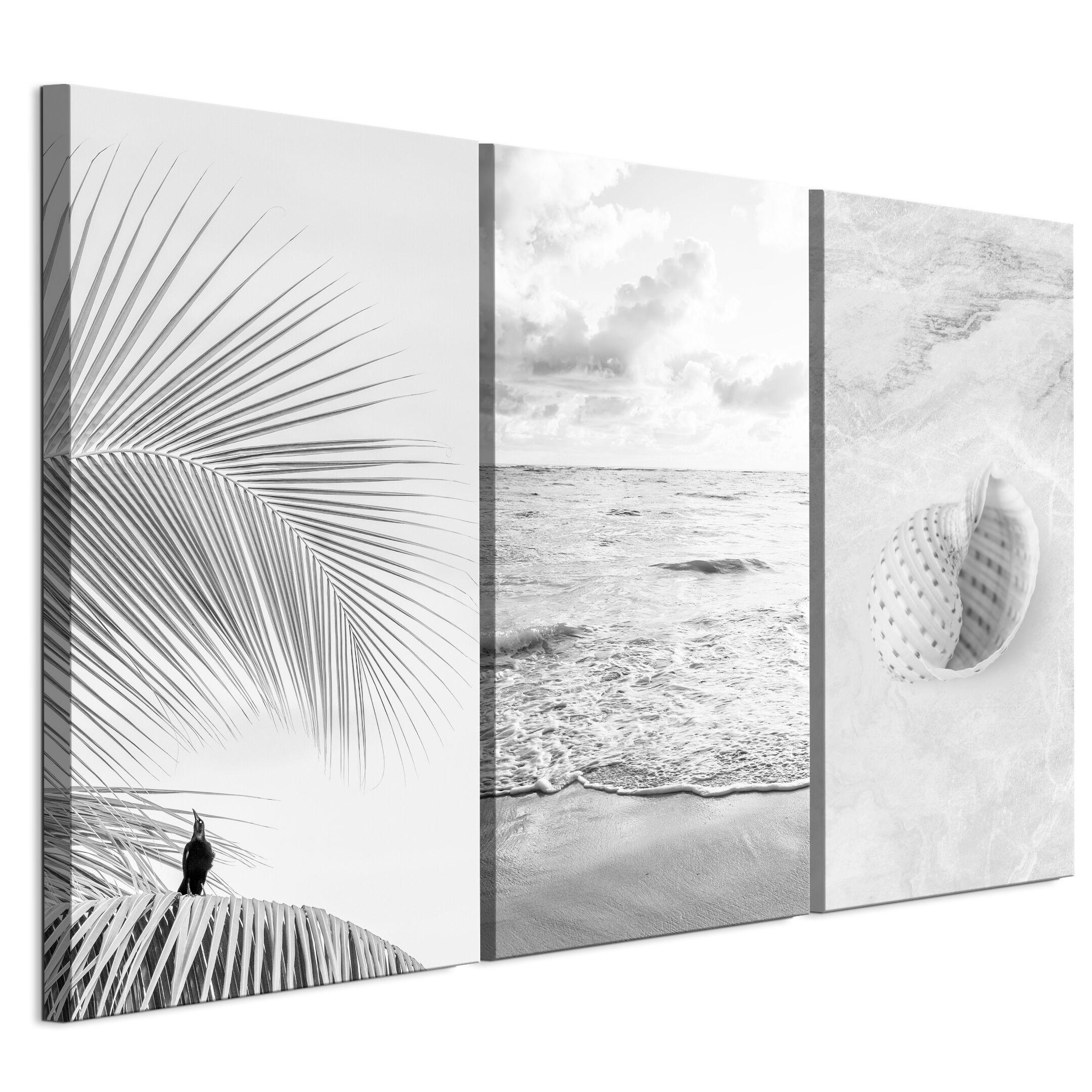 LEINWANDBILD Strand 3-tlg. 135x90 cm - Multicolor, Holz (135/90cm) - LUMASOUL