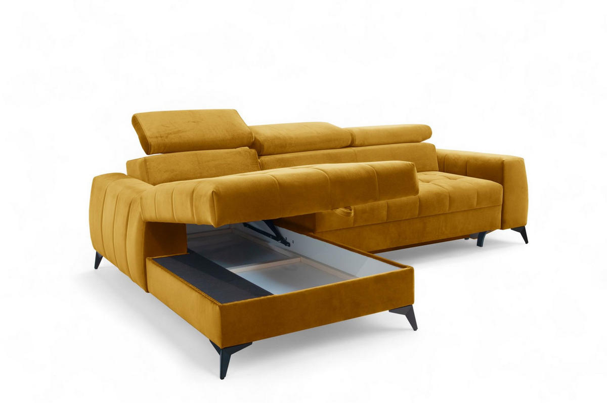 ECKSOFA Agnesa Xs In Salvador - Honig, Holzwerkstoff/Textil (260/200cm) - Fun Möbel