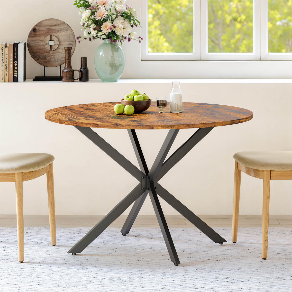 ESSTISCH Ø120/76 cm im Industrialstil DE-39993 Vintagebraun - Braun, Holzwerkstoff (120/120/78cm) - ComfortXL