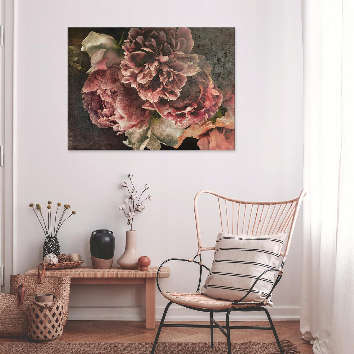 BILDER Blumen Vintage 60x40 - Multicolor, Holzwerkstoff (60/40cm) - Wallarena