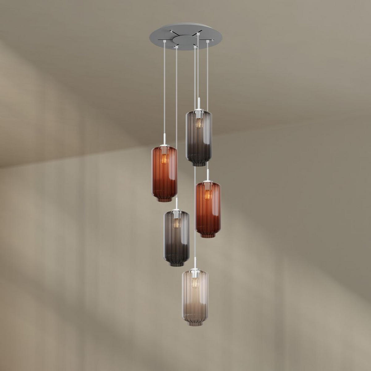 GALERIELEUCHTE Velo 5-flammig Mehrfarbig Ø 18cm - Multicolor/Weiß, Glas (18/18/33cm) - s.luce