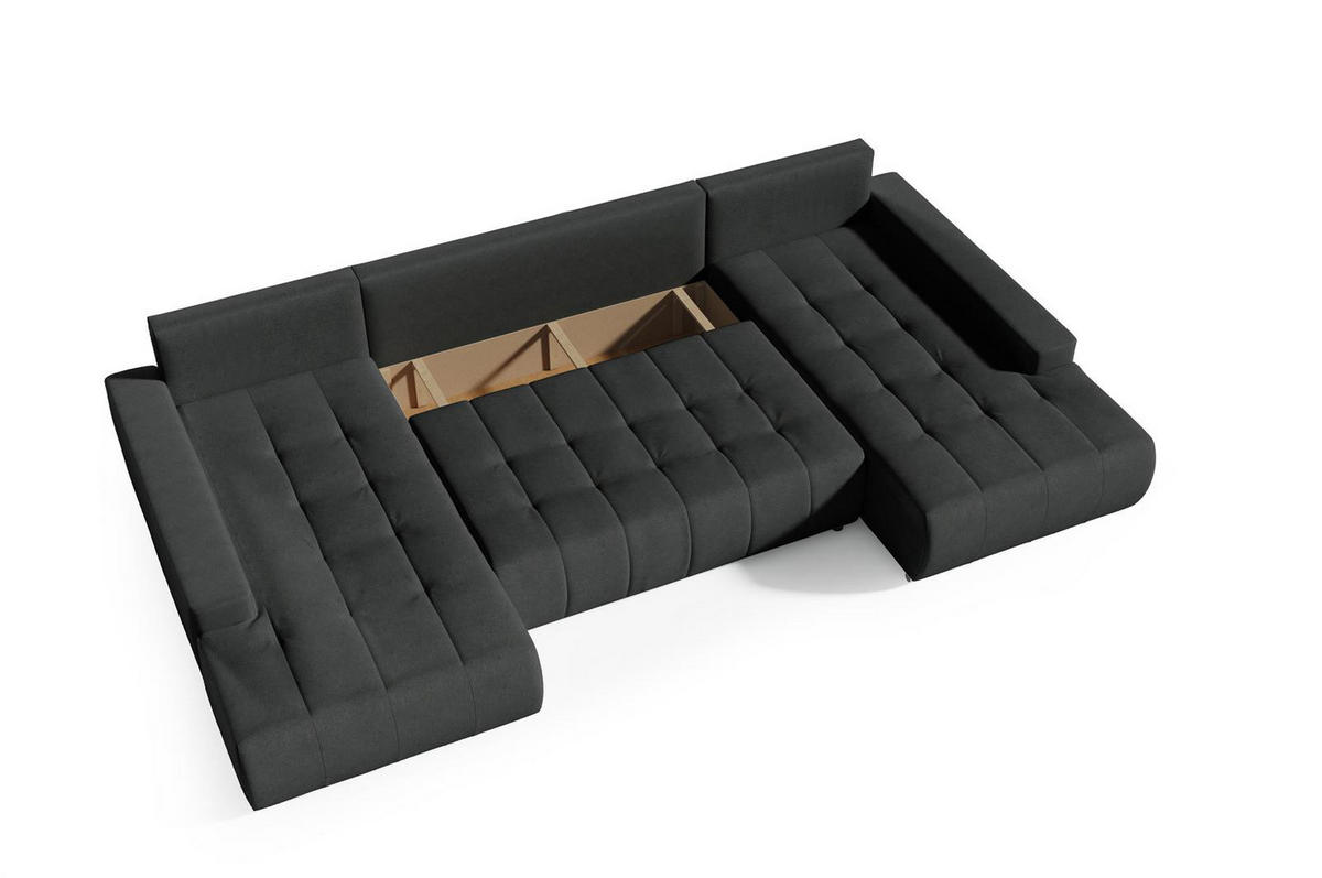 ECKSOFA U-Form für Wohnzimmer MONA Schwarz - Schwarz, Holzwerkstoff (350/85/185cm) - Compleo24