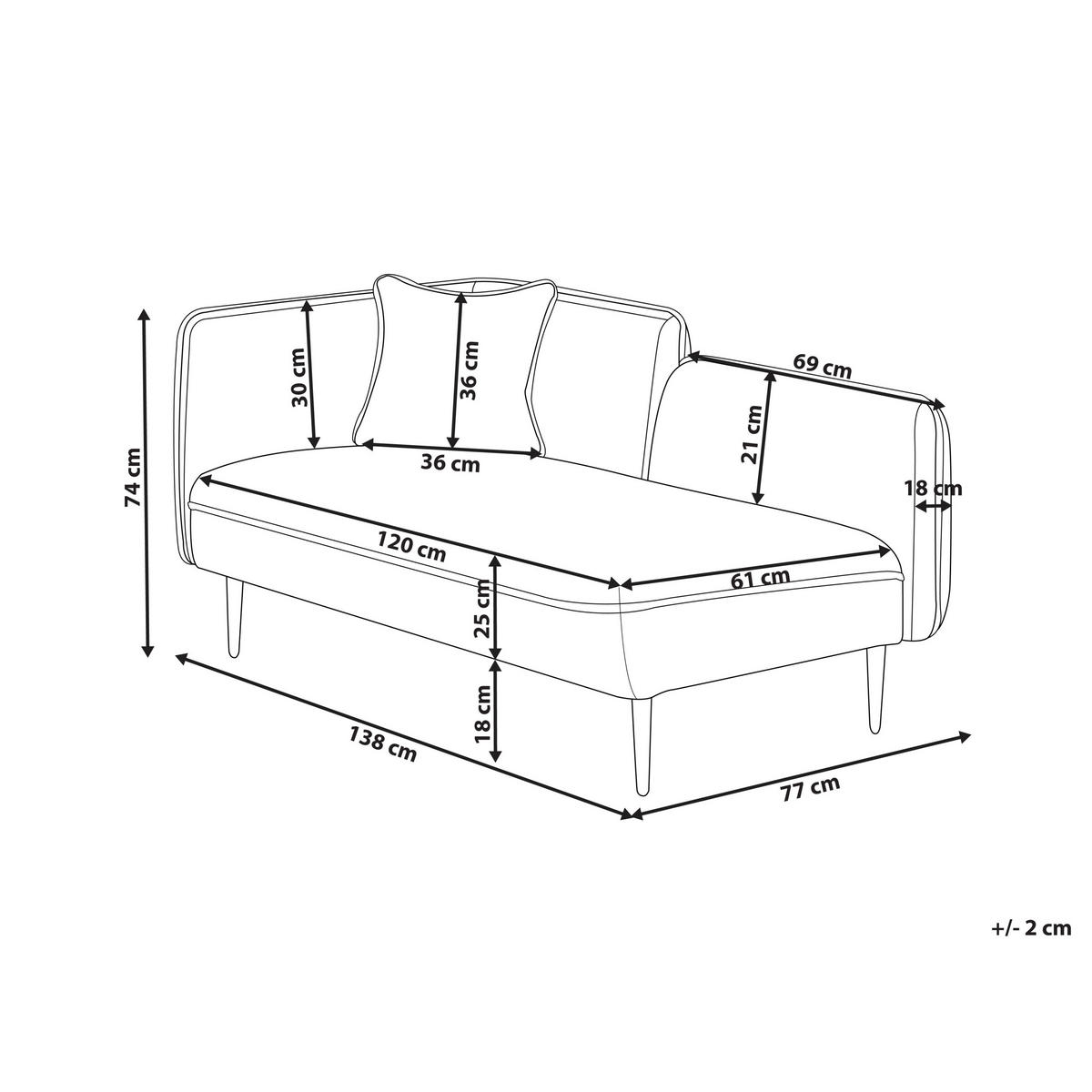CHAISELONGUE Bouclé dunkelgrün linksseitig Chevannes - Schwarz/Grün, Textil (138/74/77cm) - Beliani