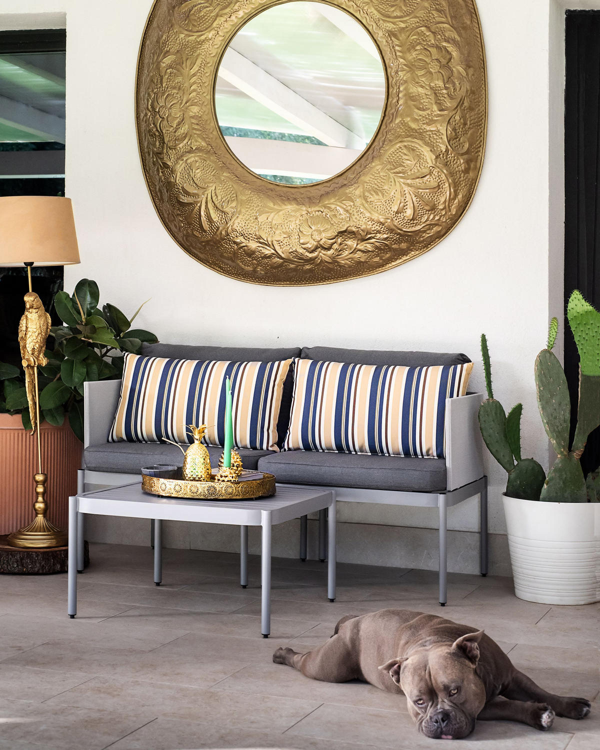LOUNGE set cu 2 locuri modular gri Terracina - gri, metal - Beliani