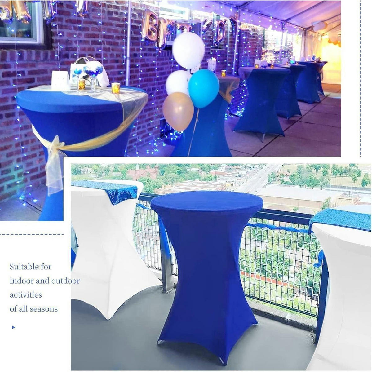 STEHTISCHHUSSE 3er Set Blau 80 cm - Blau, Textil (80/80cm)