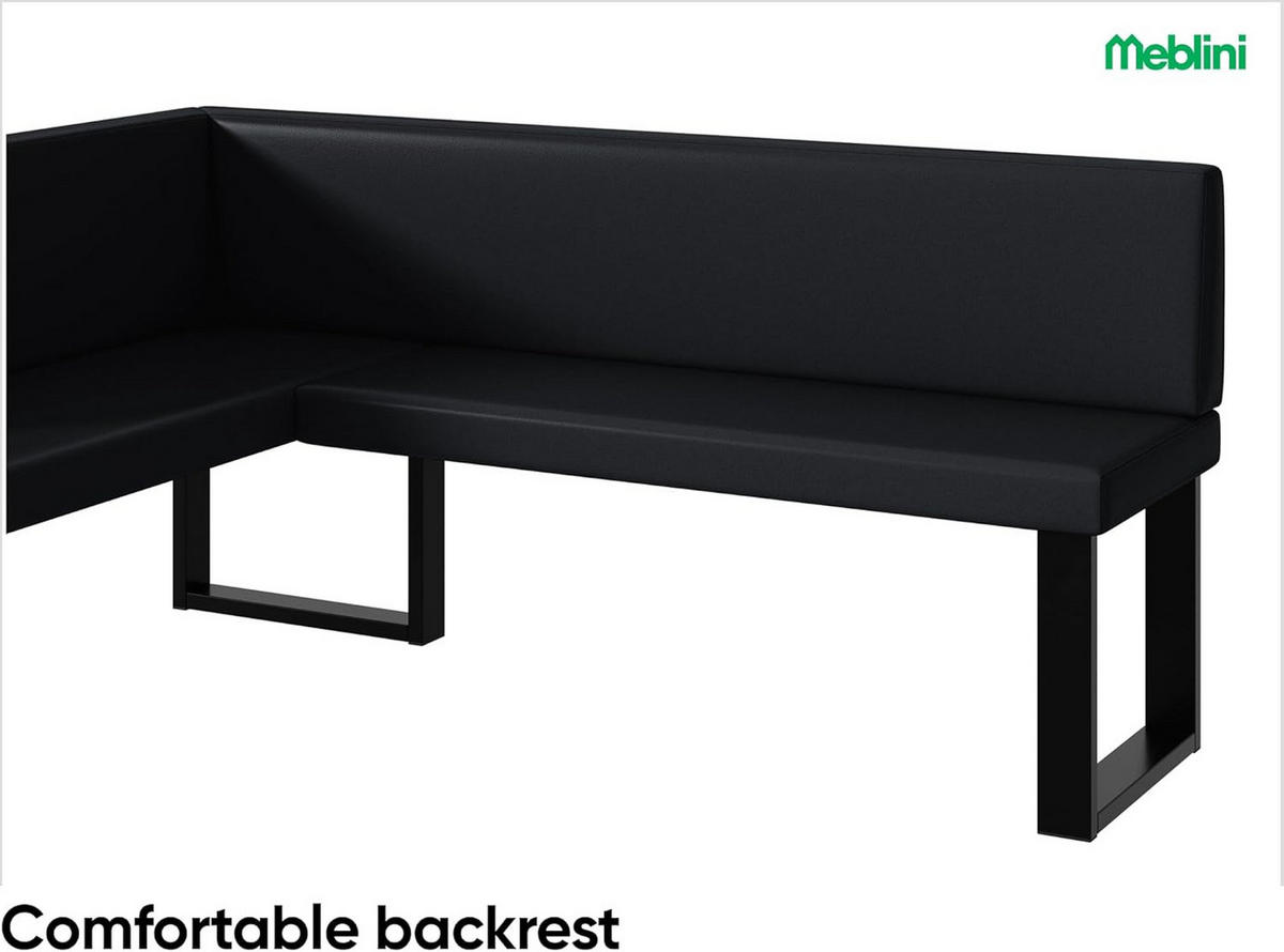 ECKBANK TONI_U - Schwarz, Leder (128/168cm) - Meblini