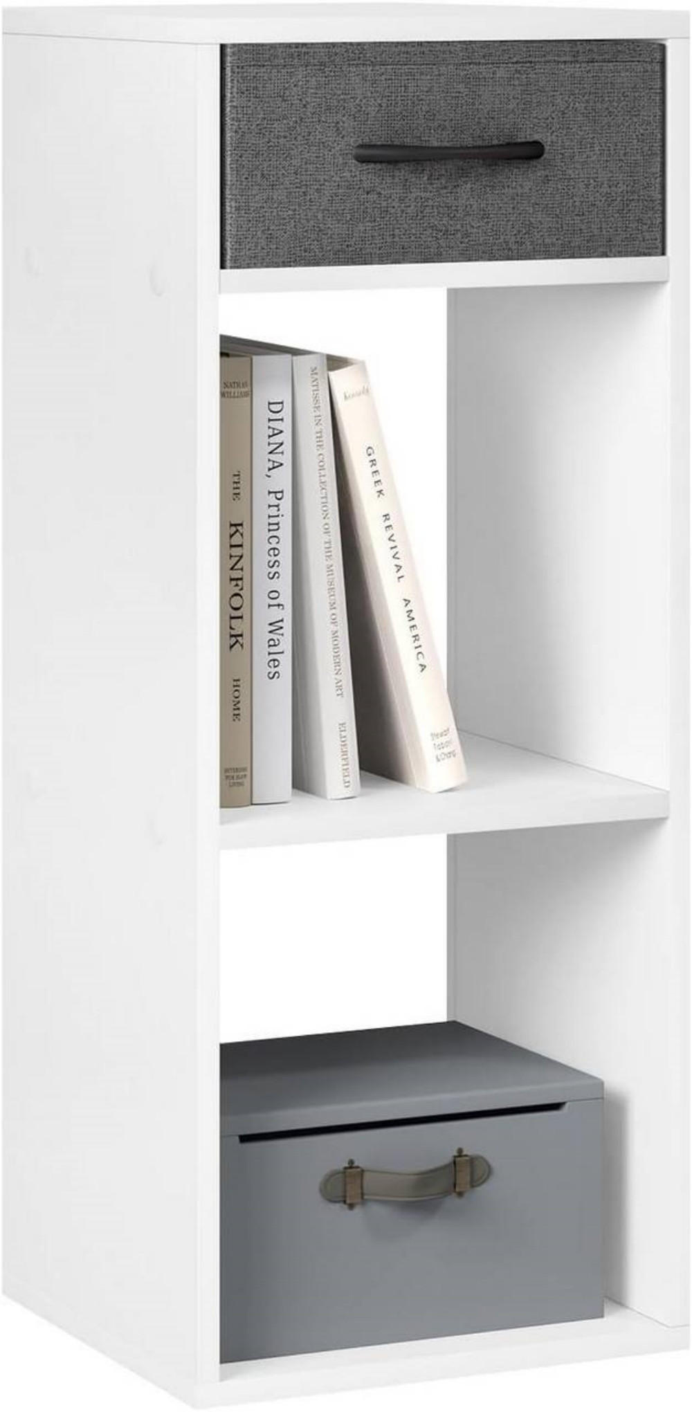 BÜCHERREGAL mit 3 Ebenen, 32.4x80x30 cm, Weiß - Weiß, Holzwerkstoff/Textil (32.4/80/30cm) - Woltu