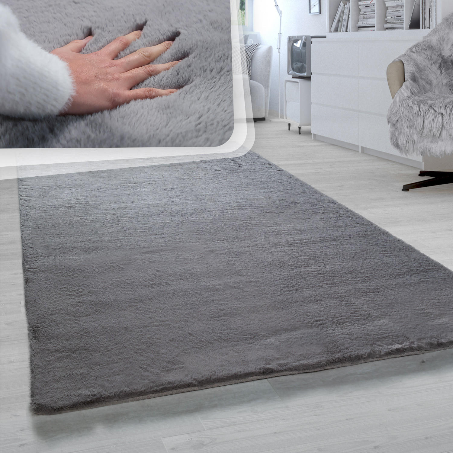 HOCHFLORTEPPICH 200/200 cm Rabbit 780 - Anthrazit, Textil (200/200cm) - Paco Home