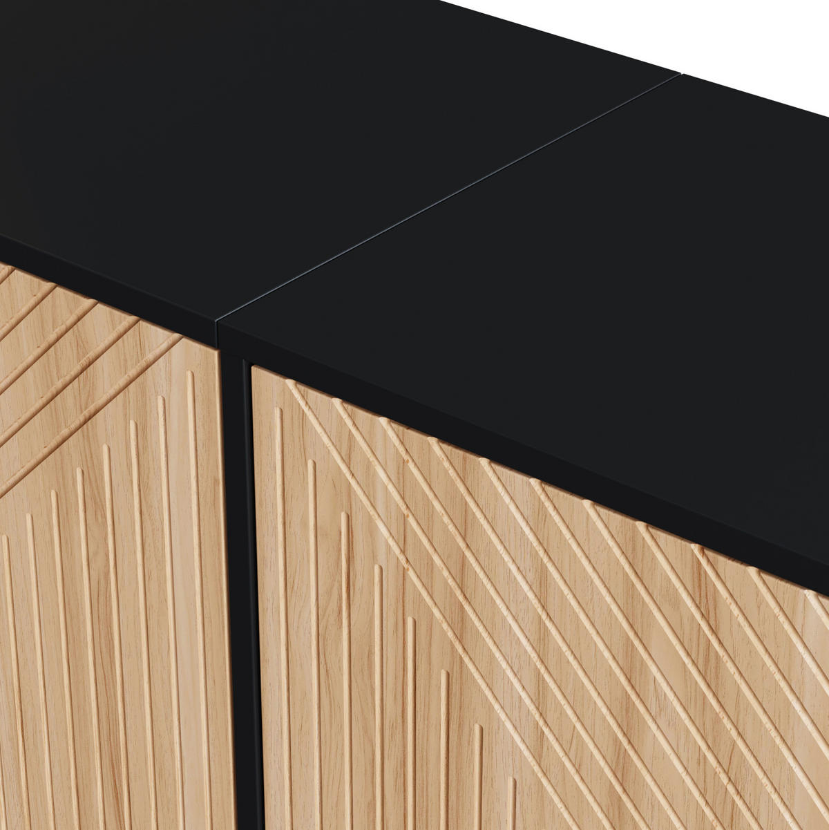 SIDEBOARD 160/38/75 cm Schwarz/Natur aus MDF und Spanplatte mit Stauraum - Schwarz, Holzwerkstoff (38/75/160cm) - OKWISH