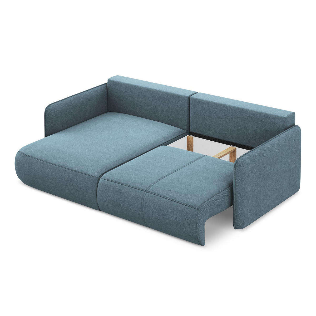 ECKSOFA mit Schlaffunktion Strukturstoff Stoff Blau - Blau/Schwarz, Kunststoff/Textil (148/207cm) - LaMiaSofa