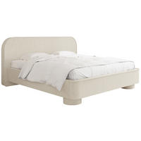 POLSTERBETT Aurora mit Bettkasten, Lattenrost & gepolsterten Füßen in Creme Chenille 140x200 cm - Birkefarben/Creme, Holzwerkstoff/Textil (140/200cm) - WFL GROUP