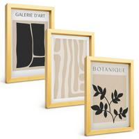 BILDER SET 3er Set - 20x30 cm Goldrahmen - Abstrakte Pflanzenformen - Goldfarben, Kunststoff (20/30cm) - TULUP