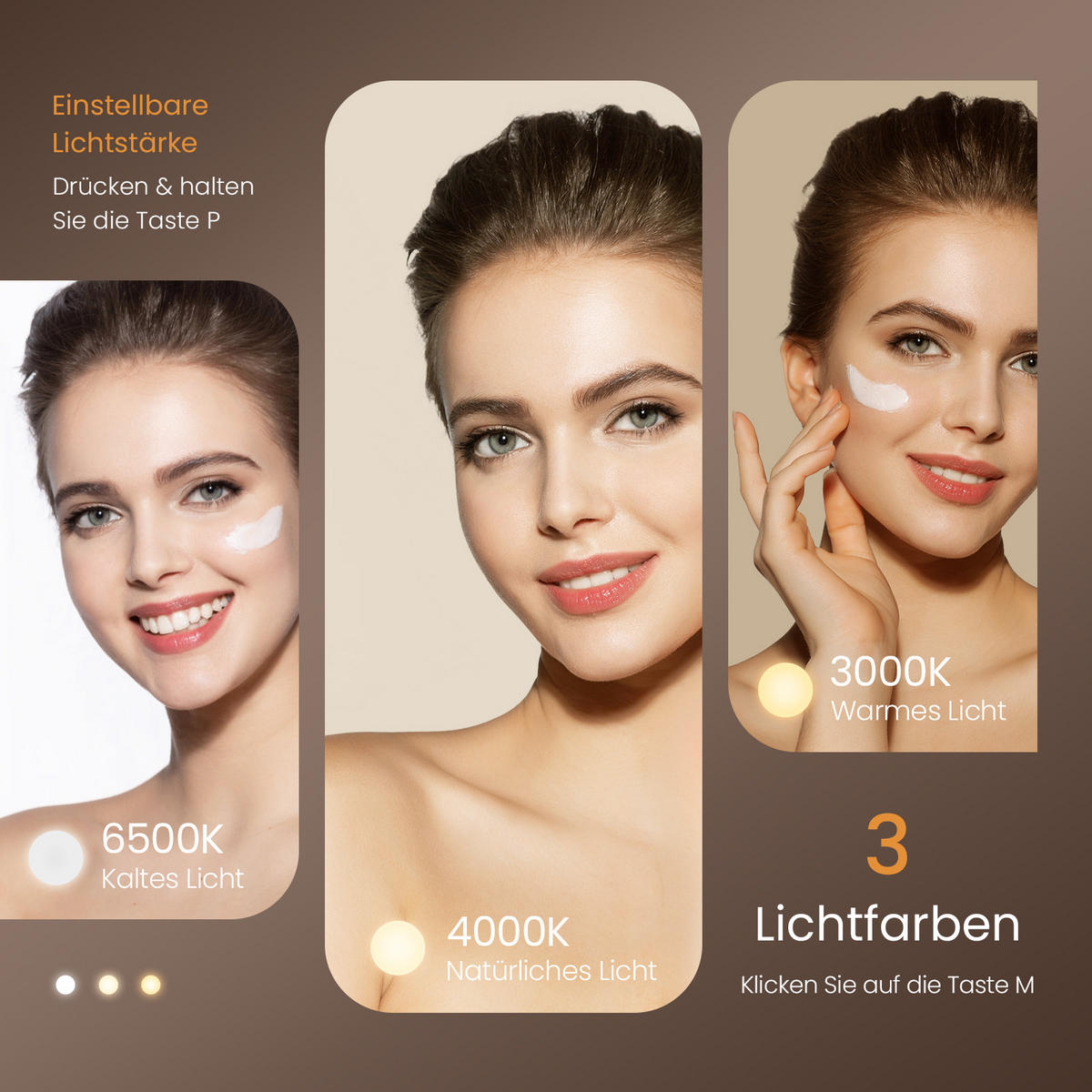 SCHMINKSPIEGEL Rechteckiger mit Beleuchtung, Weiß, 41/30 cm - Weiß, Glas (31/8.5/40cm) - EMKE