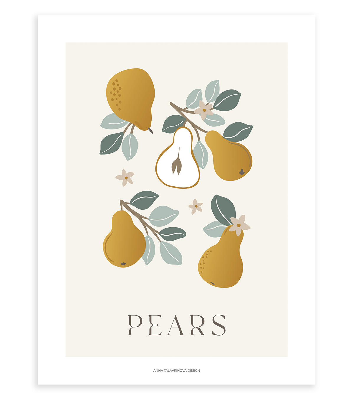 POSTER Birne, 30x40 cm - Beige/Dunkelgelb, Papier (30/1/40cm) - Lilipinso