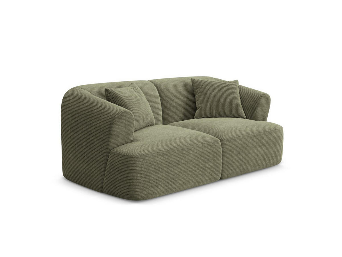 MODULARES-SOFA Campi aus Cord Moosgrün 2 Sitzplätze - Salbeigrün, Textil (90/70/180cm) - Cosmopolitan Design