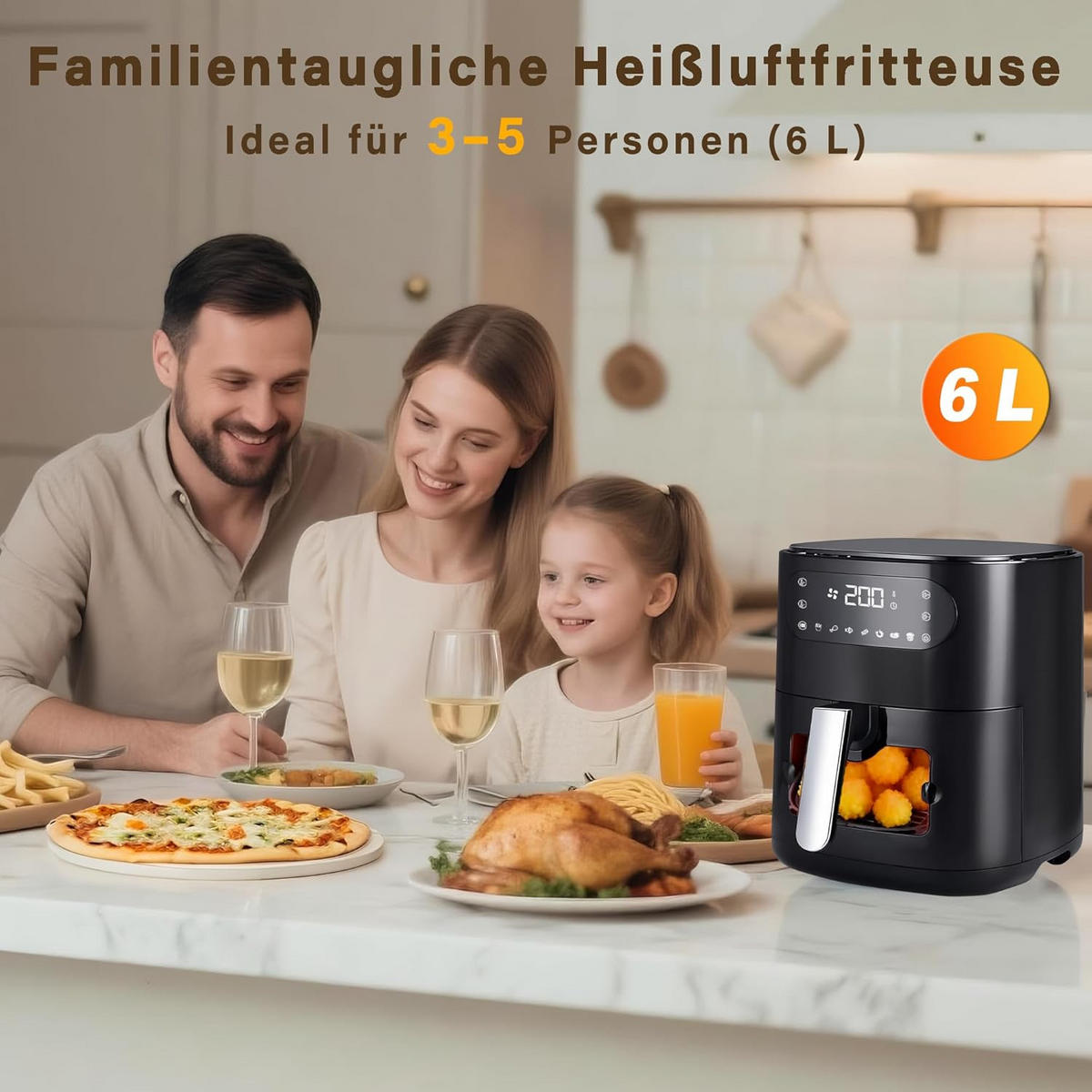 HEISSLUFTFRITTEUSE Aerochef 36.0/29.0/33.0 cm - Schwarz, Metall (29/33/36cm) - ZMH