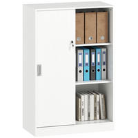 AKTENSCHRANK DE-14424 2 Schiebetüren abschließbar, 2 Böden Weiß - Weiß, Holzwerkstoff (40/120/80cm) - ComfortXL