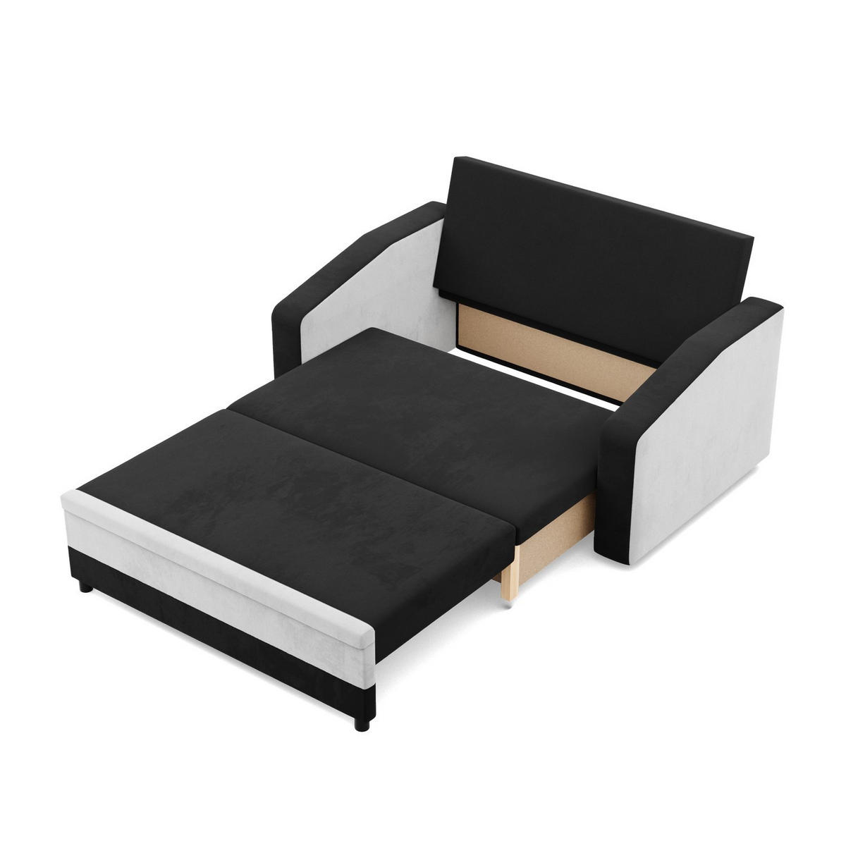 SOFA 2-SITZER MIT SCHLAFFUNKTION ORION, Schwarz + Weiß - Schwarz/Weiß, Textil (148/90/87cm)