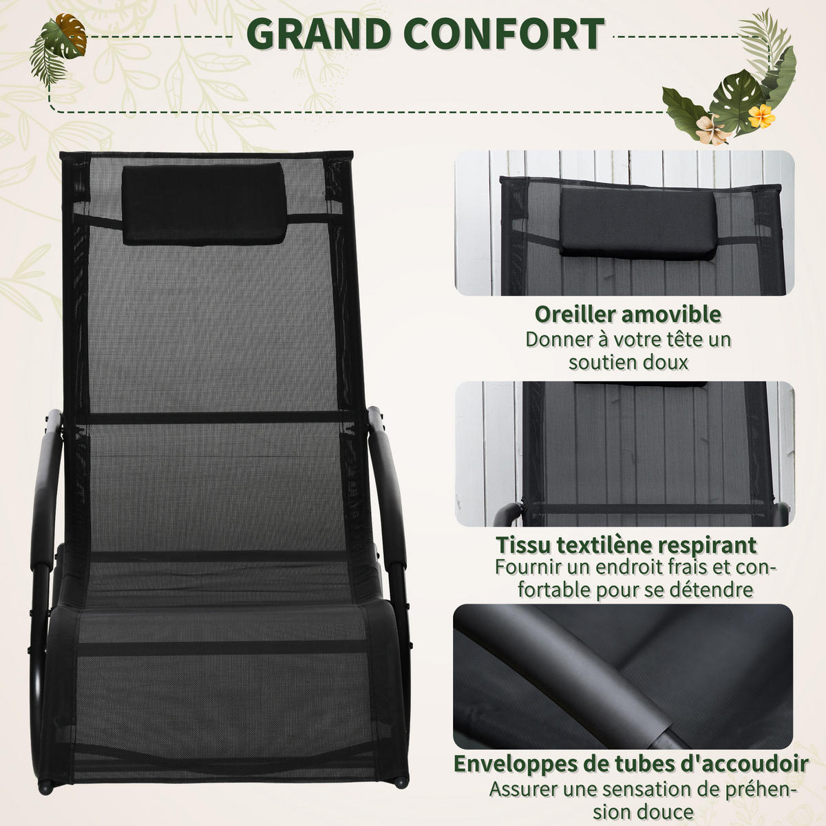 GARTENSCHAUKELSTUHL DE-15237 Schwarz - Schwarz, Metall (160/88/63cm) - ComfortXL