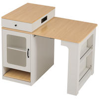 KÜCHENINSEL 80/71-151/92 cm aus MDF und Glas mit ausziehbarer Tischplatte Weiß/Natur - Weiß, Holzwerkstoff (151/92/80cm) - Modenvie