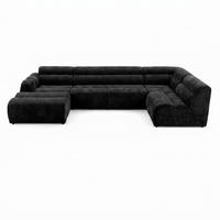6-SITZER modulares Wohnlandschaft U XXL VEER SET 5 Rechts, 368 x 175 cm, Chenille Webstoff Anthrazit - Anthrazit/Schwarz, Holz/Kunststoff (175/75/368cm) - Muffo