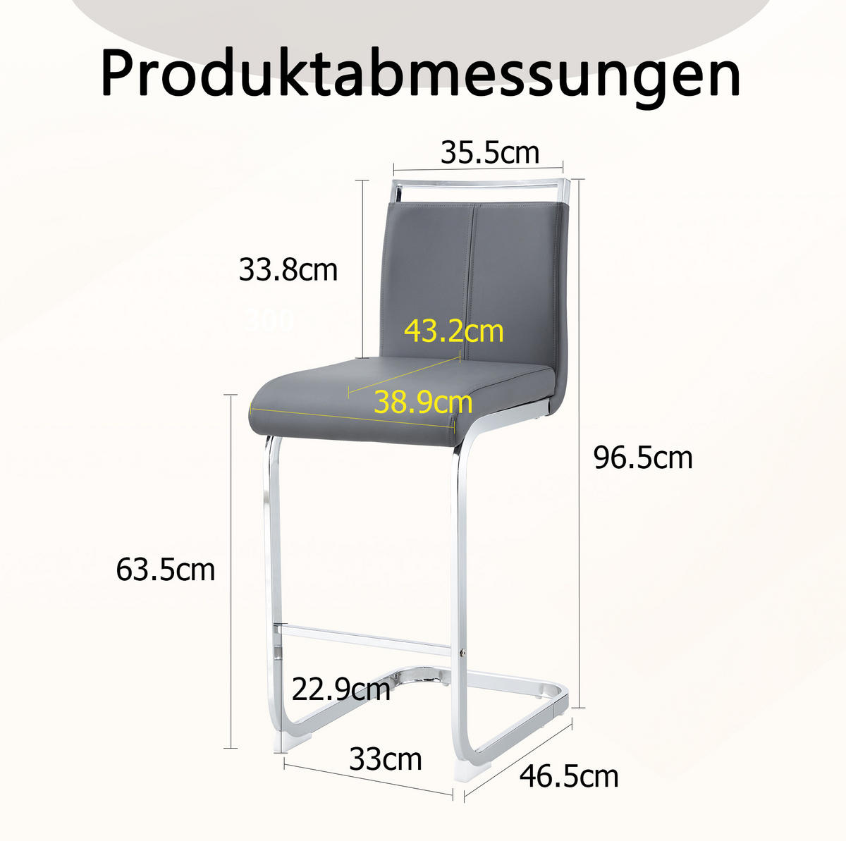 BARHOCKER 2er-Set 96,5 cm PU-Leder Dunkelgrau/Silber - Dunkelgrau, Metall (46.5/96.5/38.9cm) - Meubliv