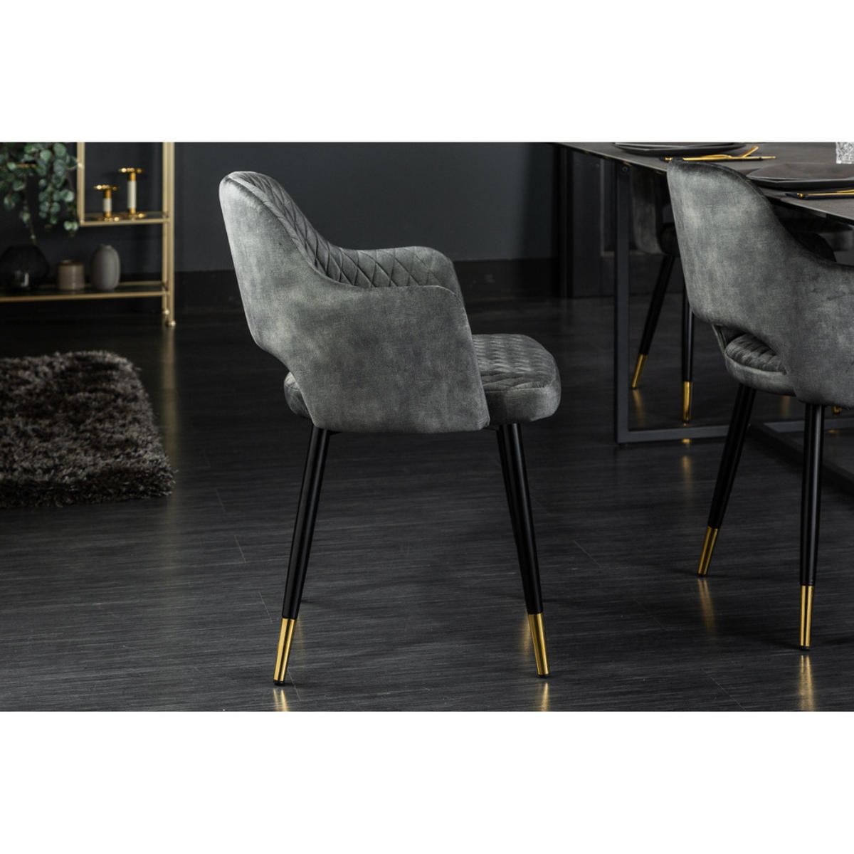 STUHL PARIS Samt Grün - Grün, Textil (56/81/57cm) - riess-ambiente