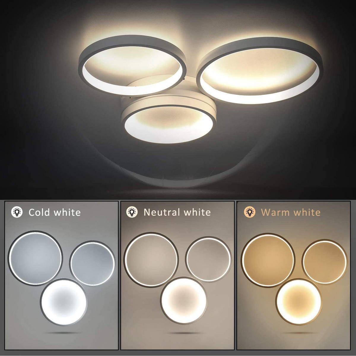 LED stropna svjetiljka Adelmo 44x36x6 cm - bijela, metal (44/36/6cm) - Nettlife