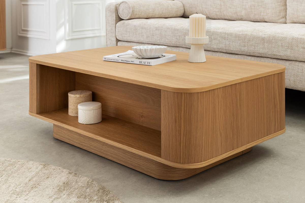 COUCHTISCH VALHALLA WOOD Furnier Natur 100 cm - Braun/Naturfarben, Eichenholz/Holz (60/100/38cm) - riess-ambiente