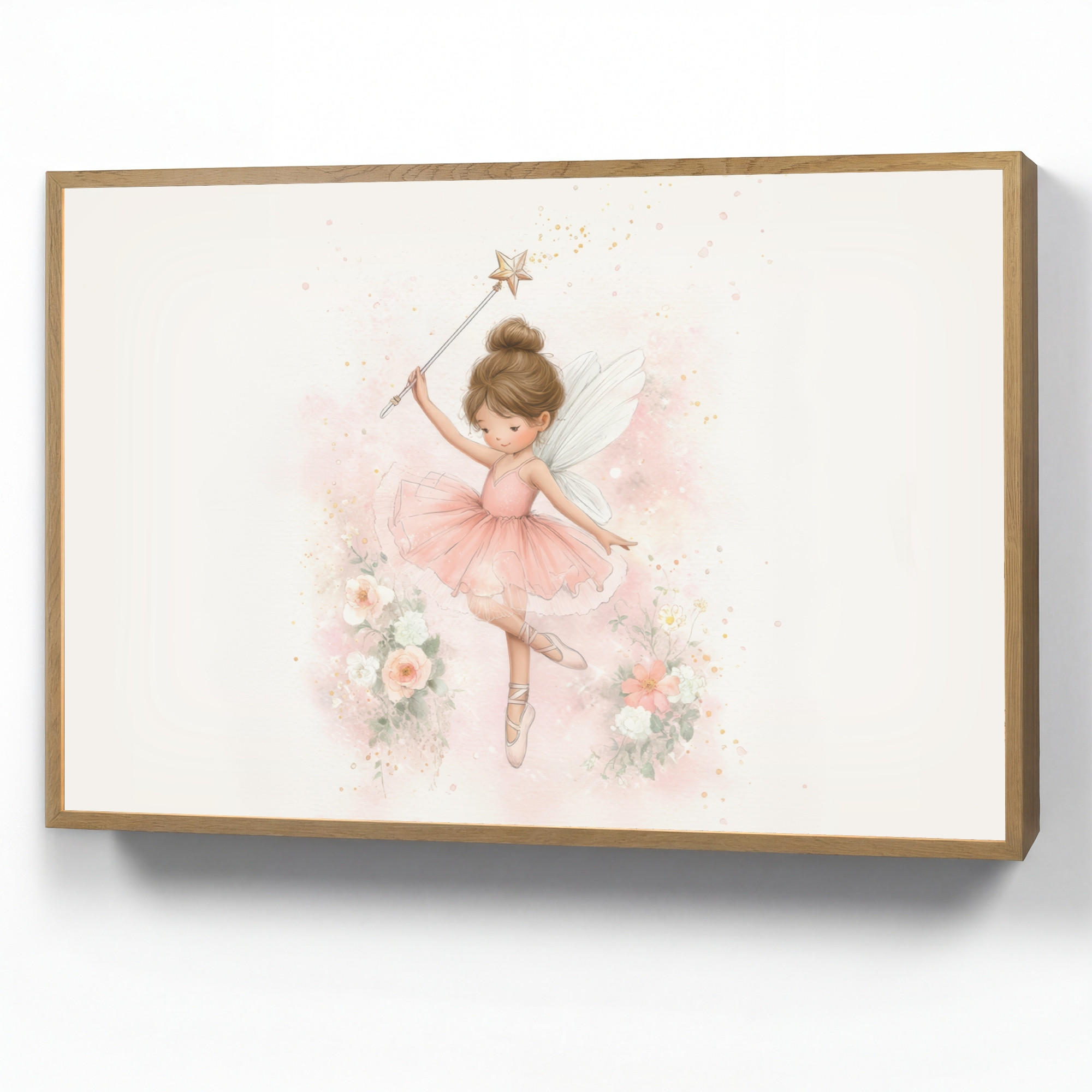 NACHTTISCHLAMPE MIT AKKU Ballerina - Fee - Blumen - Rosa 100x70 cm - Rosa, Holzwerkstoff (8/100/70cm) - OnlyWow