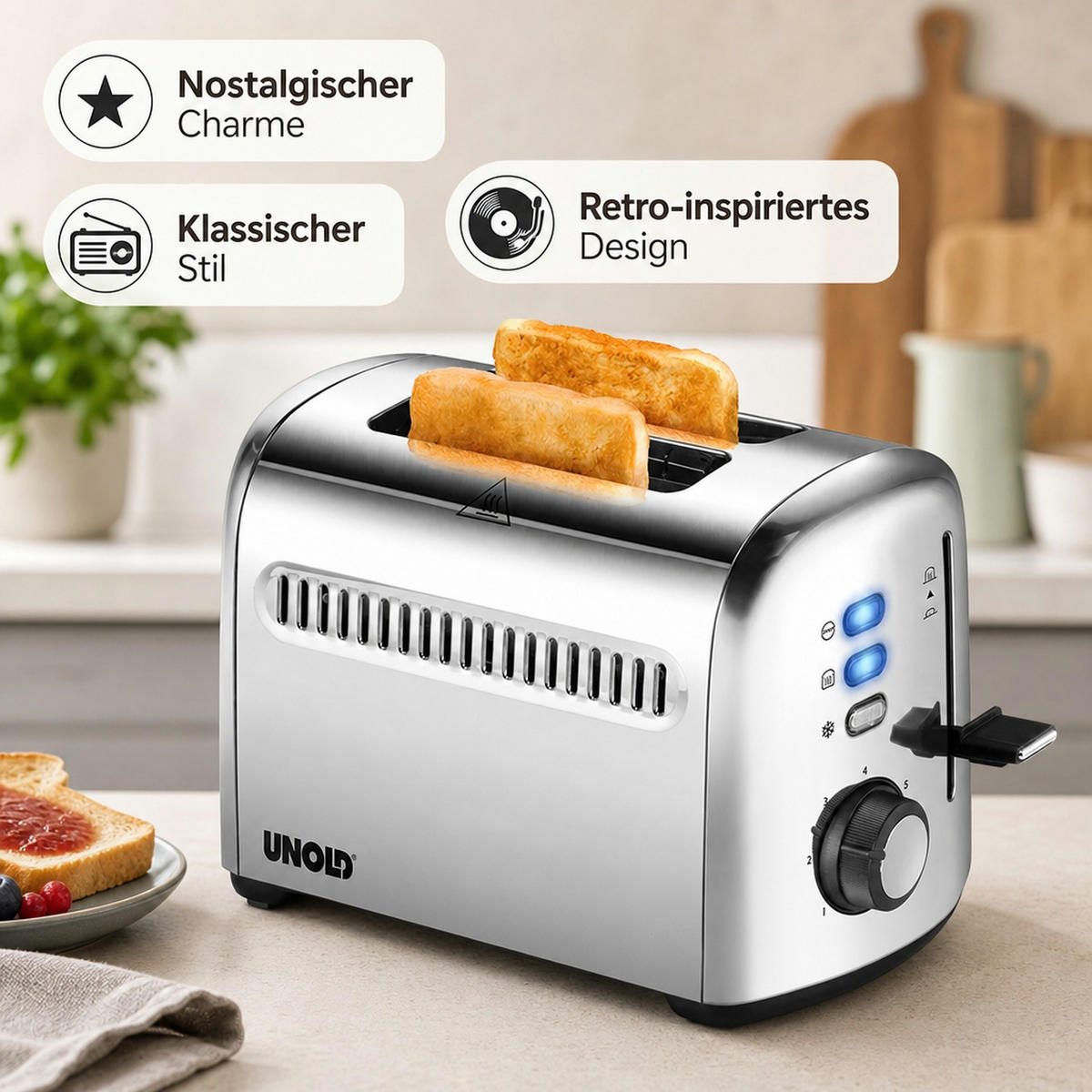TOASTER Retro - Silberfarben, Metall (35.5/52.8/41.5cm) - Westfalia