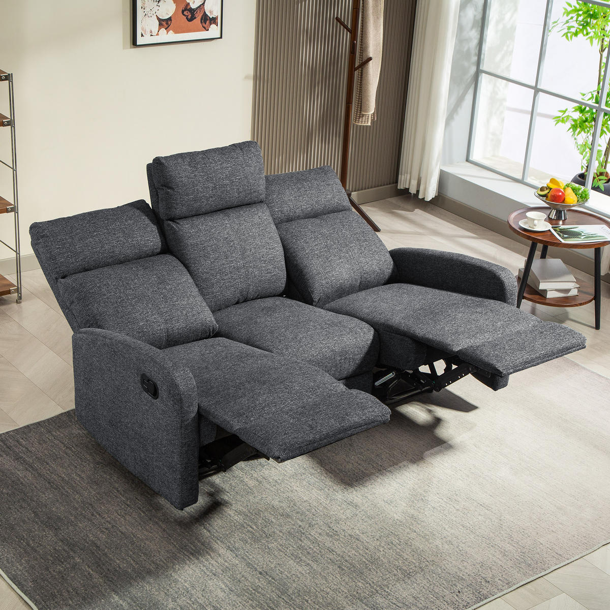 RELAXSESSEL Polyester Grau - Grau, Textil/Metall (91/98/161cm) - HOMCOM