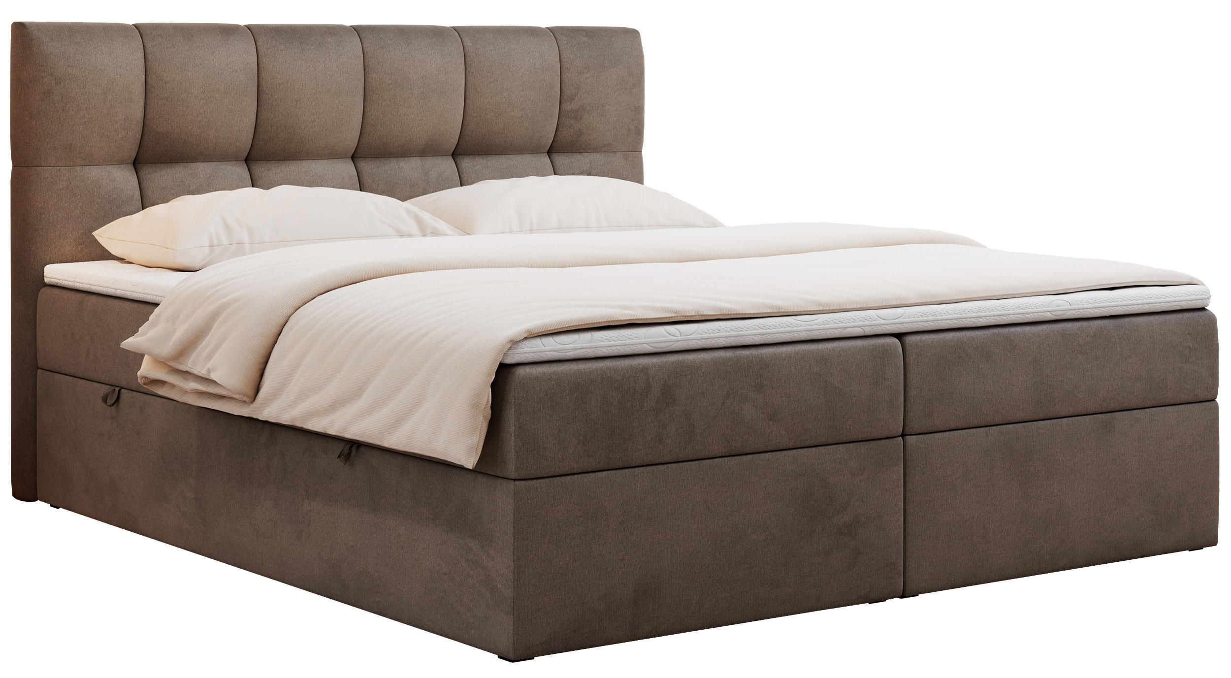 BOXBETT RICO 160/200 Braun Velvet - H3 - Braun, Holz/Textil (160/200cm) - MKS