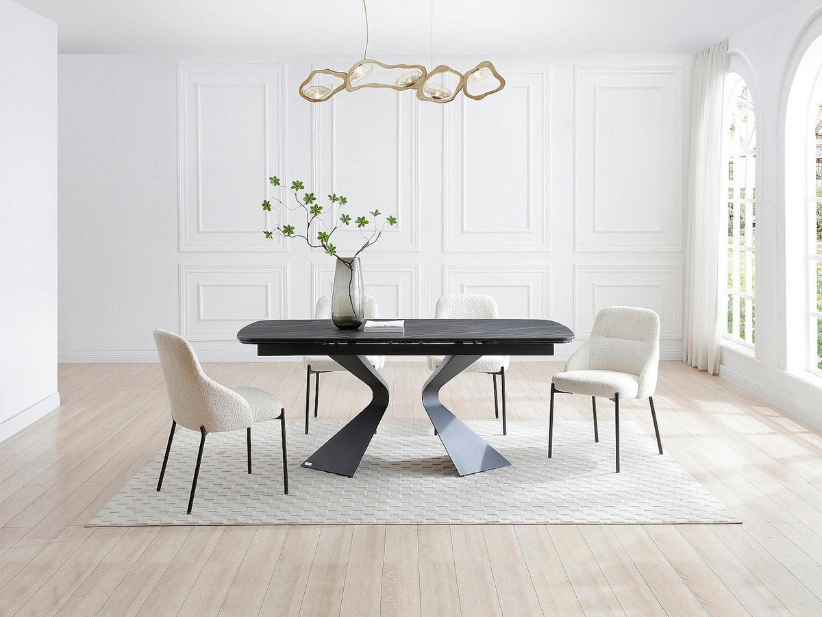 ESSTISCH - 6 Personen, 8 Personen, 10 Personen - Keramik, Glas - Schwarz - KAJARI - Schwarz, Glas/Keramik (90/220/76cm) - Vente-Unique