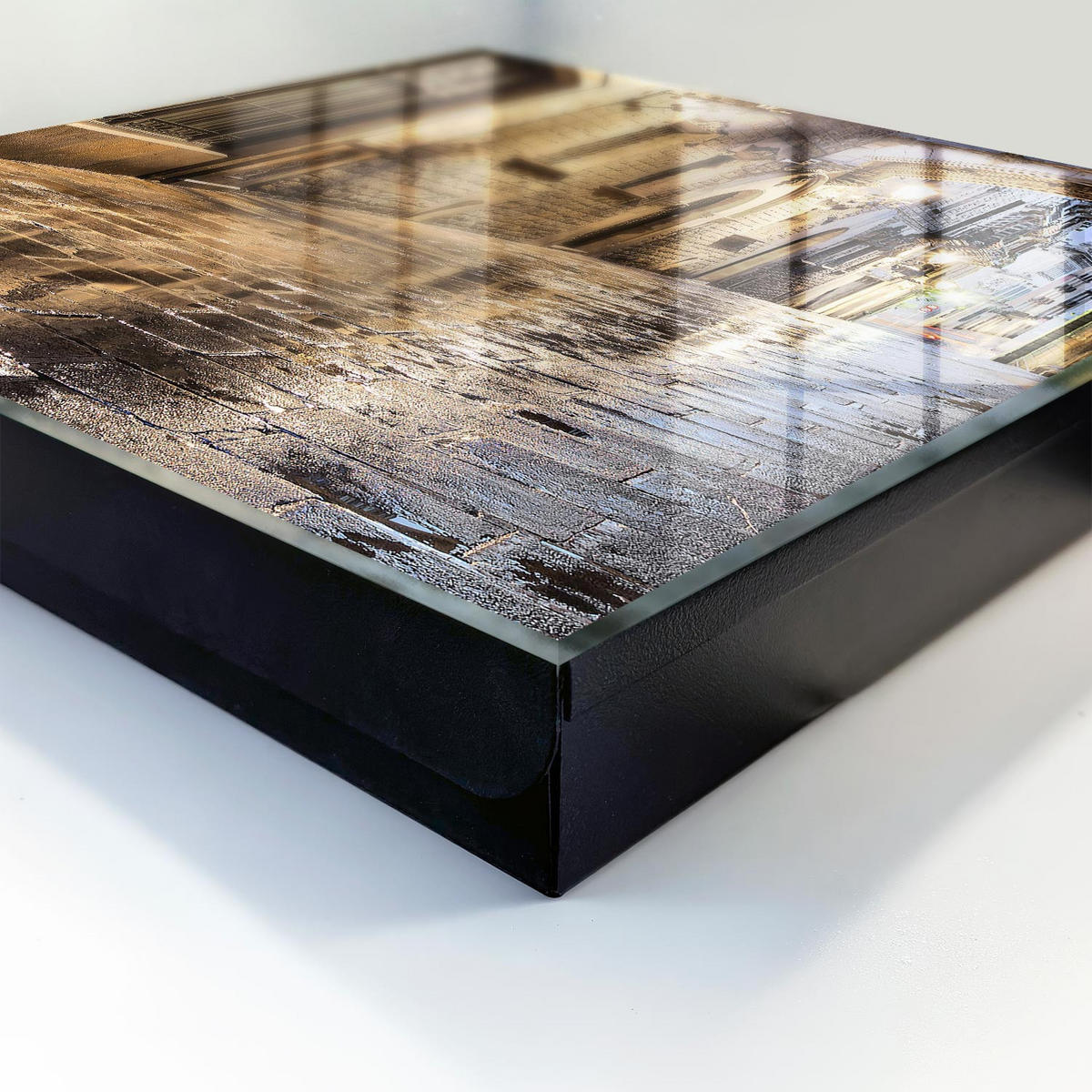 SCHLÜSSELBOX Schwarz 30x30 cm- Türöffnung nach rechts - Nachtstraße - Grau, Metall (30/30/5cm) - TULUP