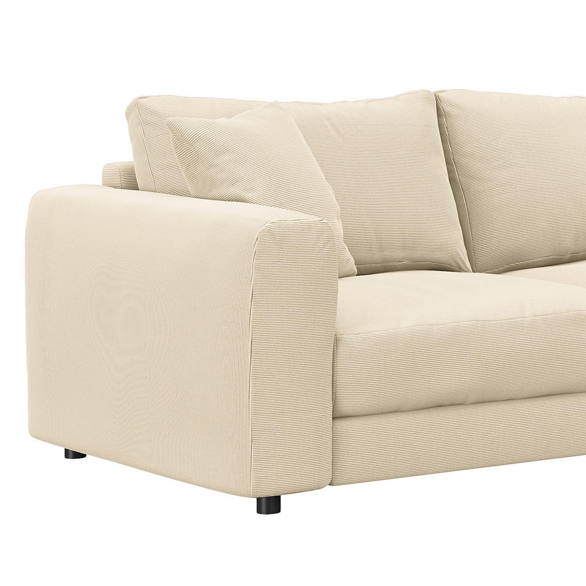 ECKSOFA mit Ottomane - Beige/Schwarz, Kunststoff/Textil (267/254cm) - home24