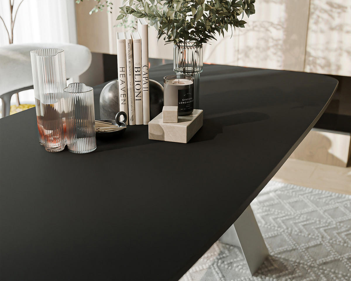 AUSZIEHTISCH ZENITH 160/90/76 cm mit Metallgestell, Weiß / Schwarz - Schwarz/Weiß, Holzwerkstoff/Metall (90/160/76cm) - Idohome