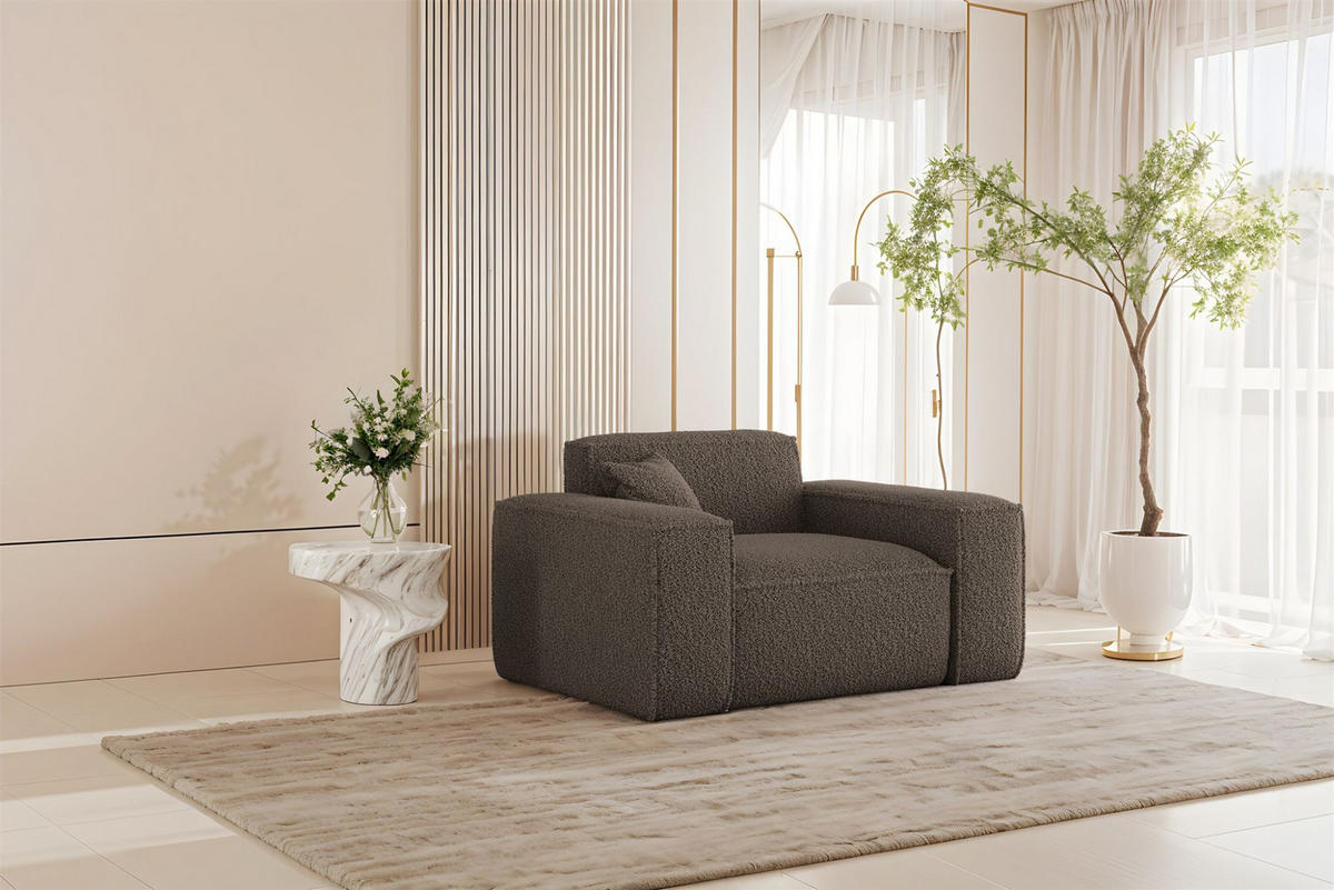 SOFASET Celes Premium 3-2-1 In Sven - Braun, Holzwerkstoff/Textil (218/73/90cm) - Fun Möbel