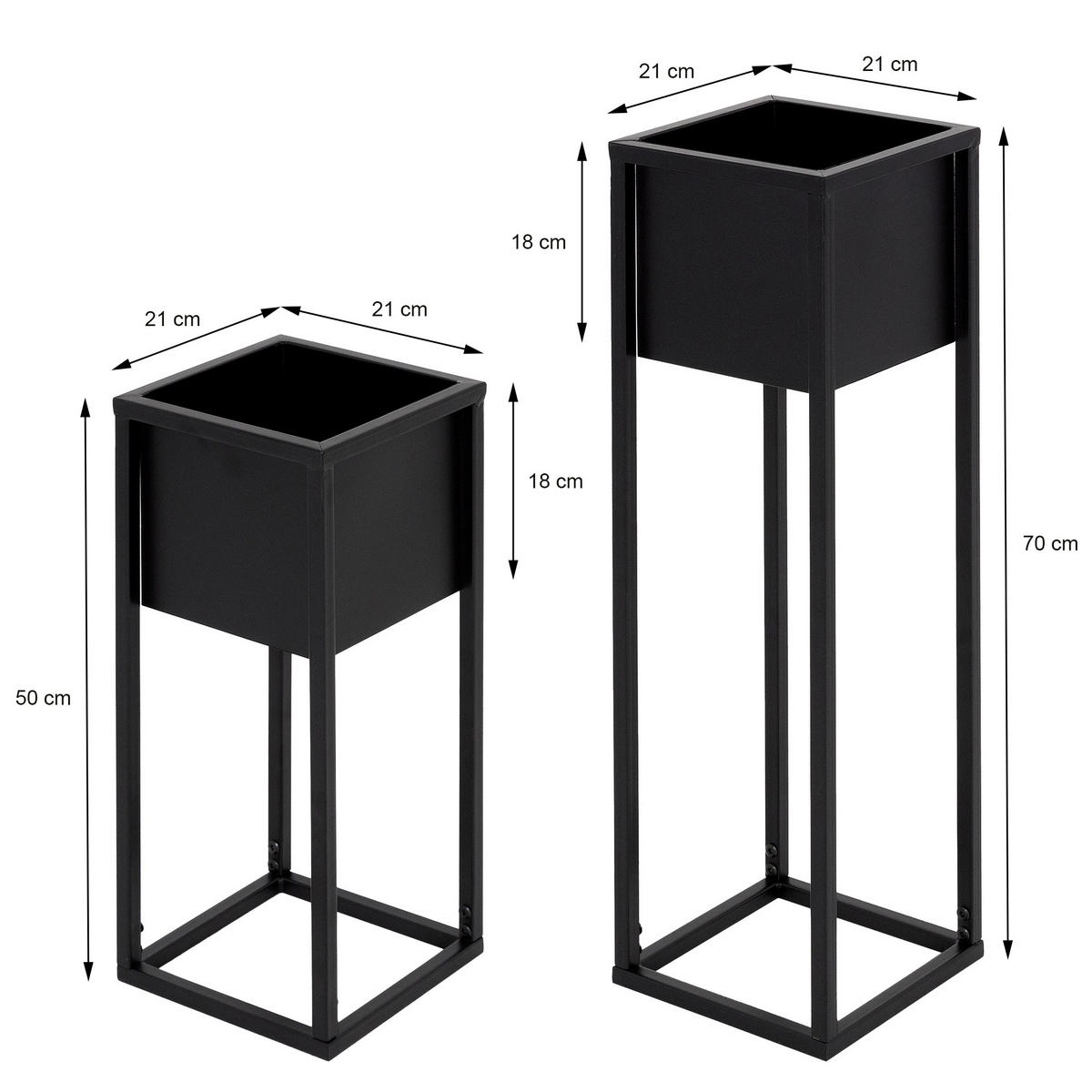 BLUMENSTÄNDER 2er Set - Schwarz, Metall (70/21/70cm) - ML-DESIGN