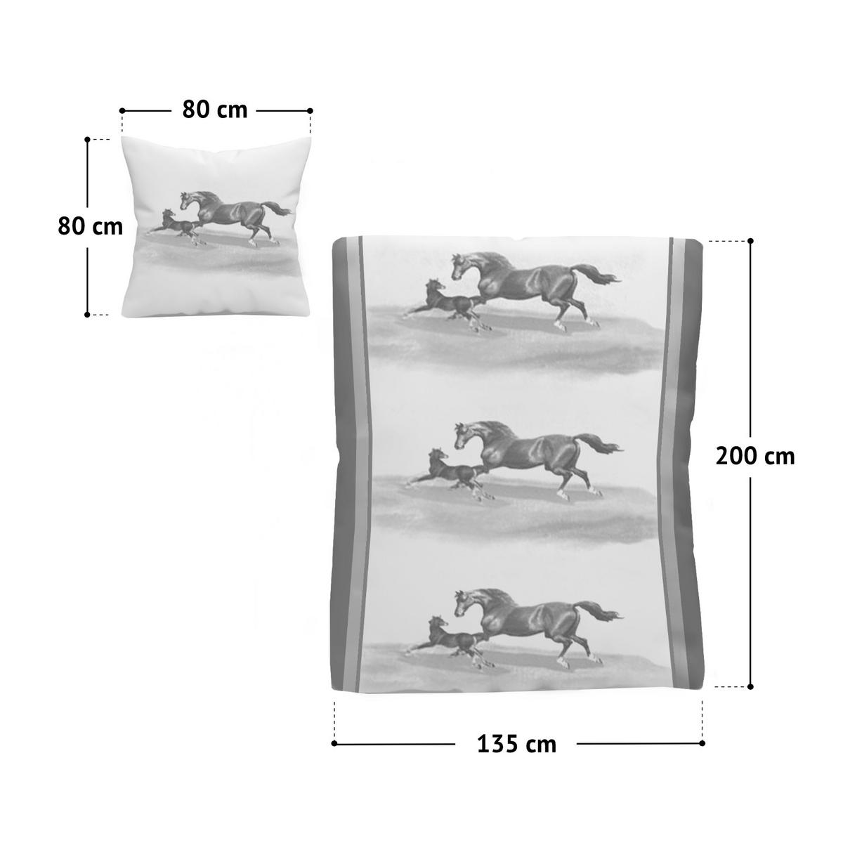 BETTWÄSCHE Set 2-tlg. Pferdemotiv 135x200cm - Grau, Textil (135/200cm) - SVITA