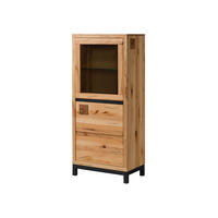 VITRINE Kernbuche 65x40x148 natur geölt VILLANDERS #104 - Hellbraun, Holz (65/148/40cm) - Massivmoebel24