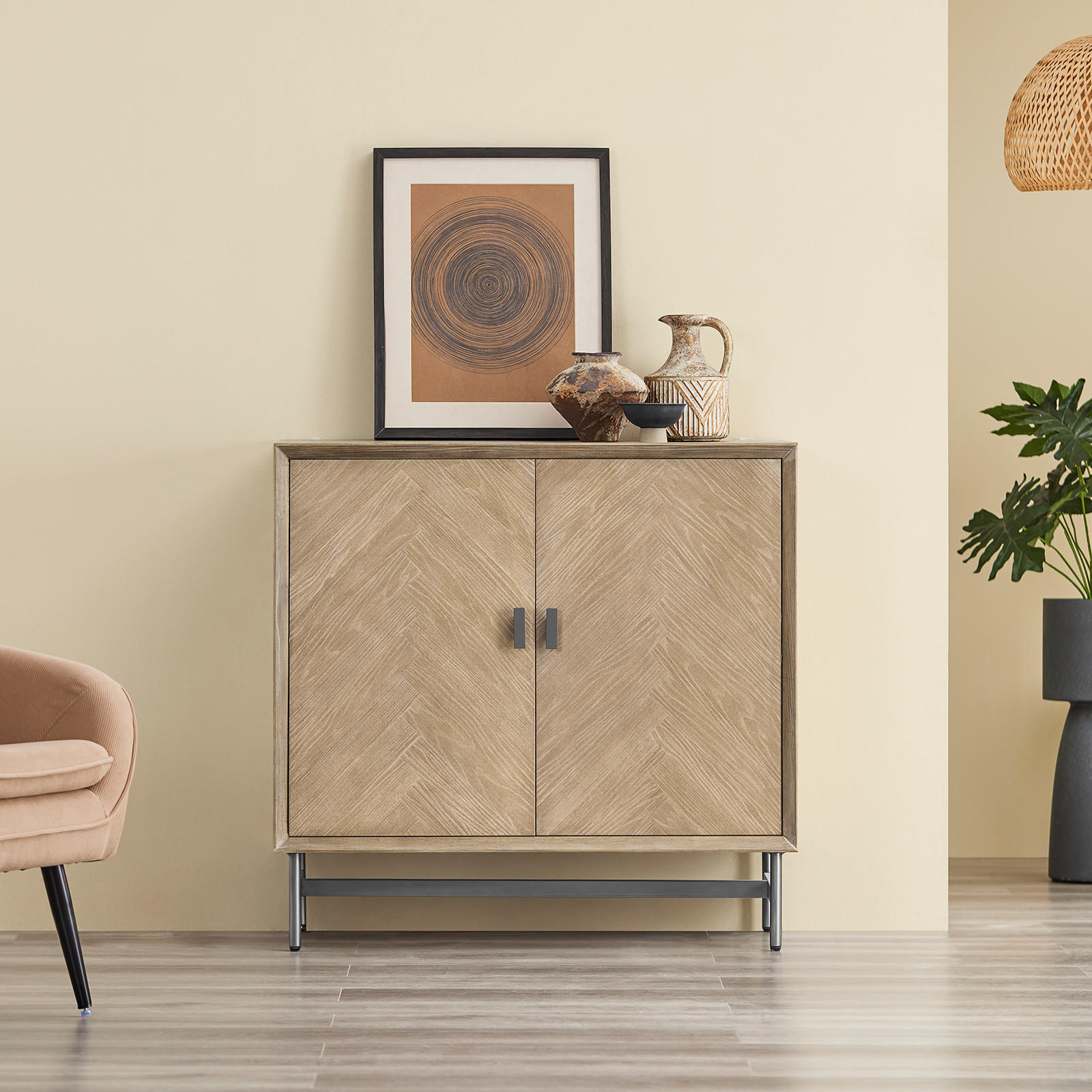 SIDEBOARD Natur - Naturfarben, Holzwerkstoff (90/86.7/40cm) - SoBuy