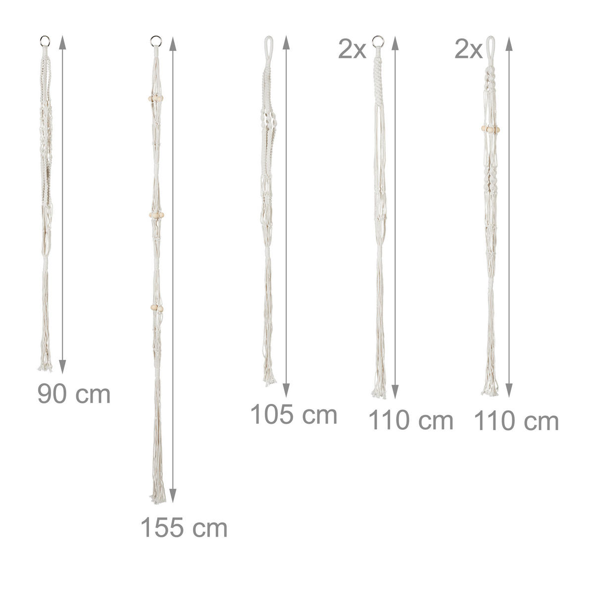 7XBLUMENAMPEL - Creme, Holz/Textil (155cm) - Relaxdays