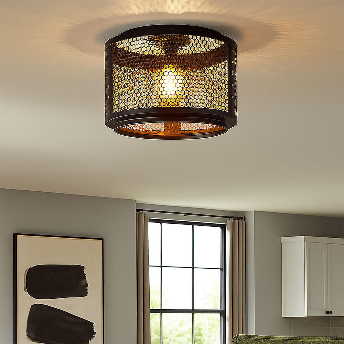 LED DECKENLEUCHTE VITO Metall Schwarz Gold - Schwarz, Metall (40/40/34cm) - Nowa