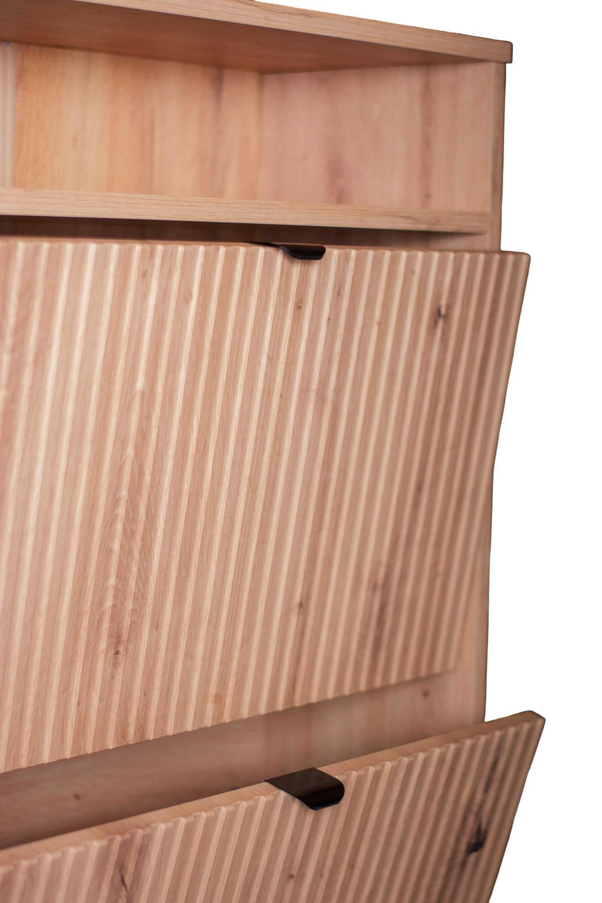 SCHUHSCHRANK Mia, Eiche Artisan mit schwarzem Griff - Schwarz/Eiche Artisan, Holzwerkstoff (60/125/24cm) - Bettso