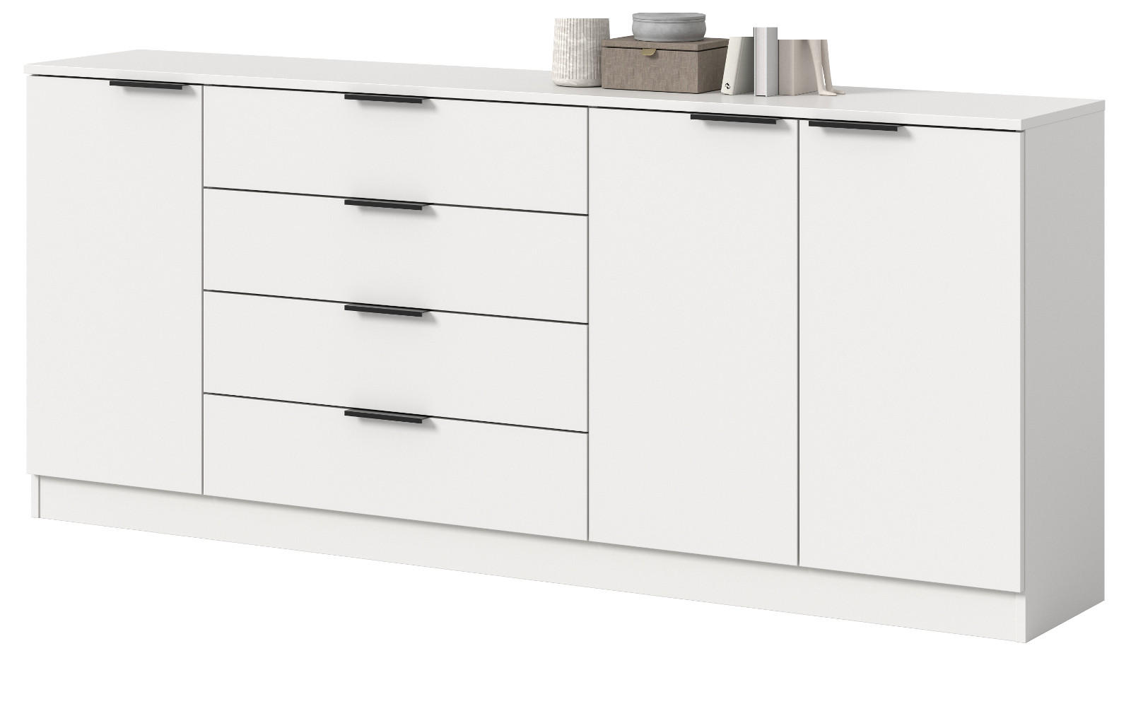 SIDEBOARD weiß 185 x 80 cm, Kommode mit viel Stauraum - Schwarz/Weiß, Holzwerkstoff/Kunststoff (185/80/35cm) - Inn.Furn