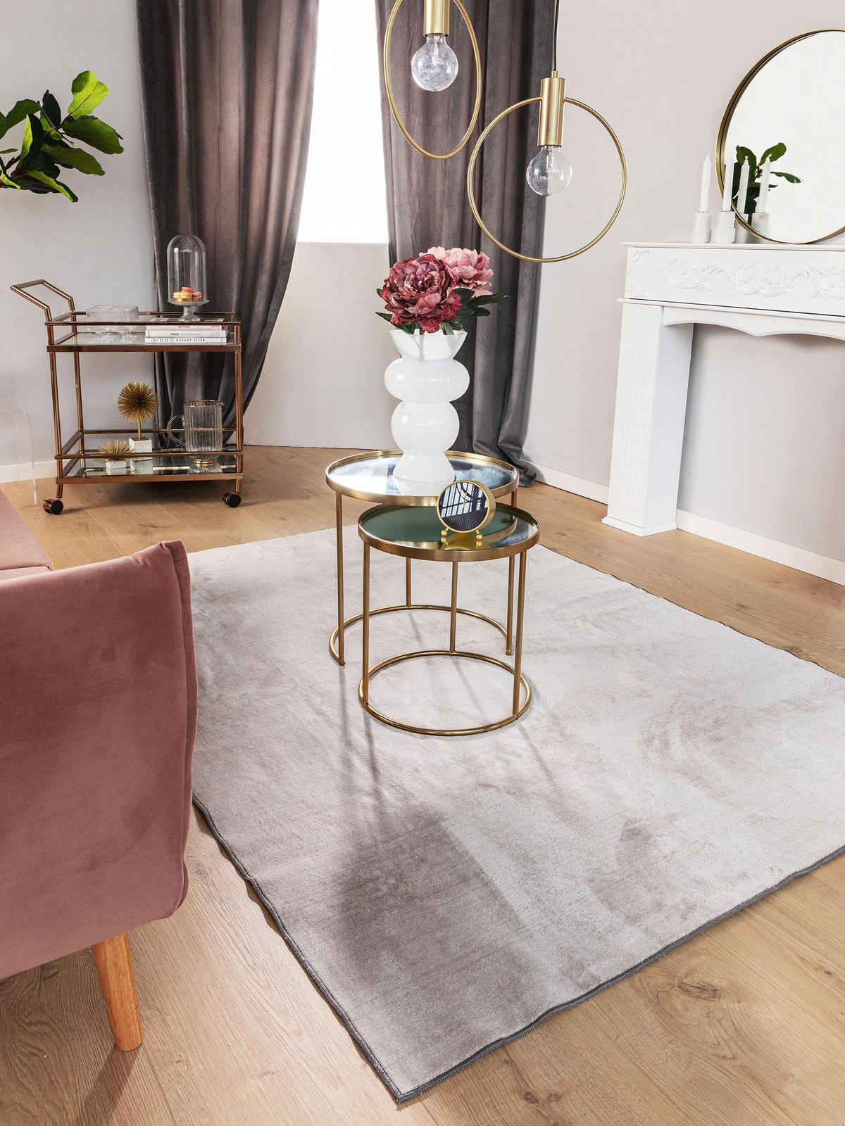 TEPPICH Daisy Grau 66x110 cm - Grau, Textil (66/110cm) - benuta