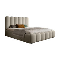 POLSTERBETT Modernes Polsterbett Mona V 180x200 cm – Komfortables Bett mit Stauraum & Halbwalzen-Design, Beige - Beige/Schwarz, Holzwerkstoff/Kunststoff (180/200cm) - DomoHome