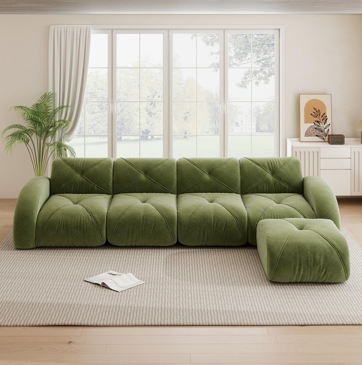 MODULSOFA flexibel Chenille Grün - Grün, Kunststoff (171/358cm) - Meubliv